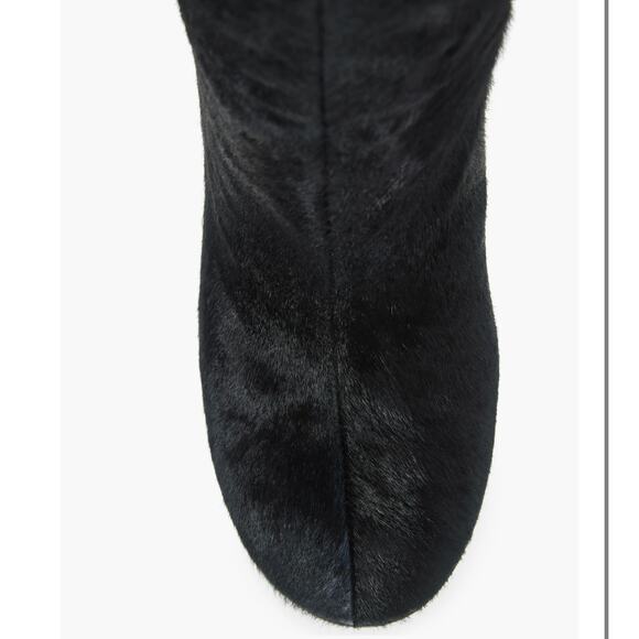 Jeffrey Campbell Modified Black Calf Hair Knee-High Boot Size 8.5 Clear Heel New - Picture 6 of 7